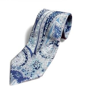 Brioni Blue Paisley Silk Necktie Handmade in Italy Luxury Men’s
